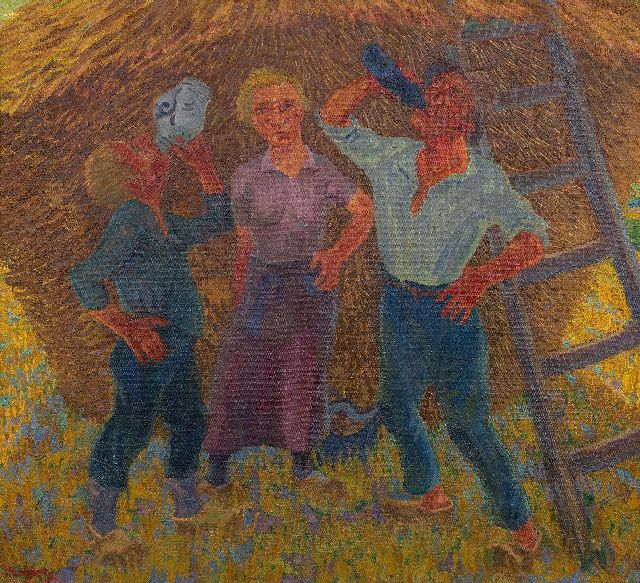 Melgers H.J.  | Drinking peasants, Drenthe, oil on canvas 68.3 x 74.6 cm, signed l.l. and on the reverse and painted ca. 1928