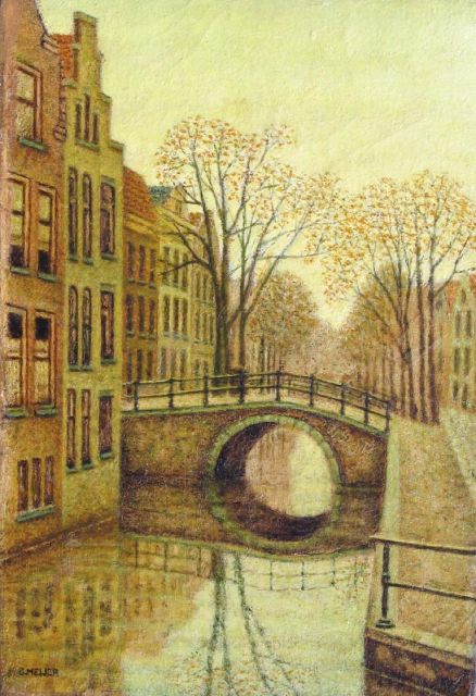 Meijer S.  | A canal in Amsterdam, oil on canvas 30.6 x 21.2 cm, signed l.l.