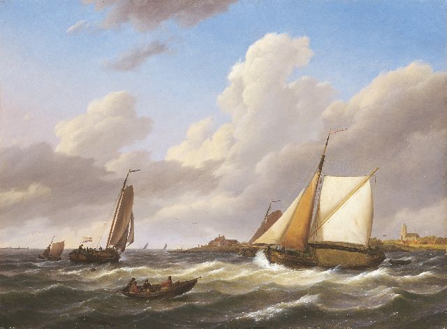 Johannes Hermanus Koekkoek | Sailing vessels off the coast of Zeeland, oil on panel, 43.6 x 59.4 cm, signed l.l.