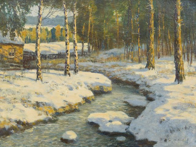 Soest L.W. van | Early morning on a winter day, oil on canvas 60.3 x 80.4 cm, signed l.r.