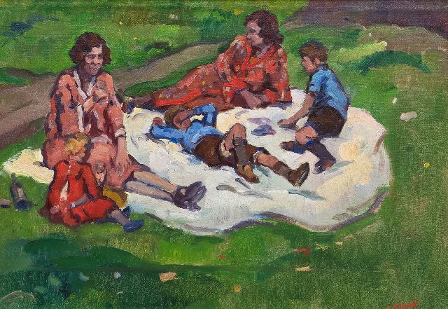 Cor Noltee | A summer picknick, oil on canvas, 34.5 x 49.0 cm, signed l.r.