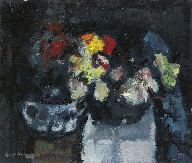 Verwey K.  | Sillife with flowers, oil on canvas 60.2 x 70.5 cm, signed l.l