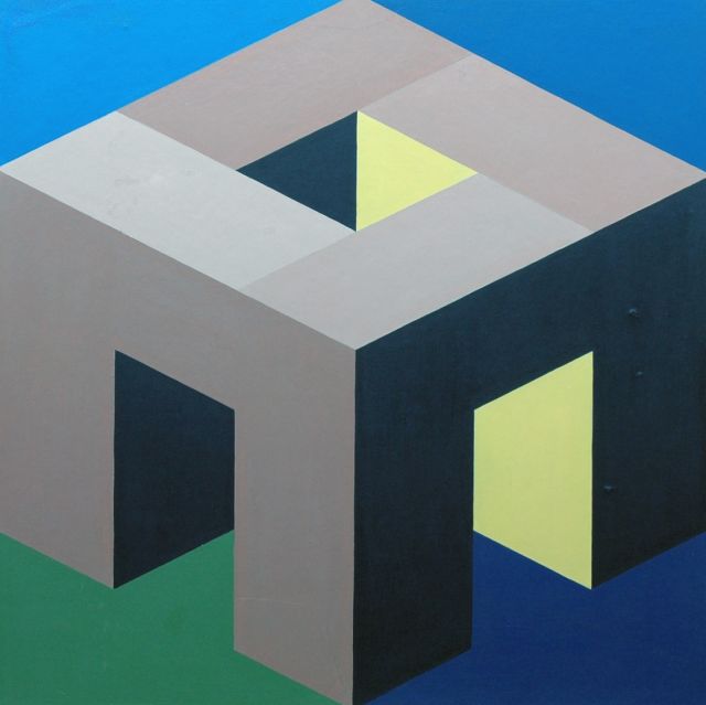 Theo Stiphout | Motif II, oil on painter's board, 59.6 x 59.5 cm, signed on the reverse and dated '75 on the reverse