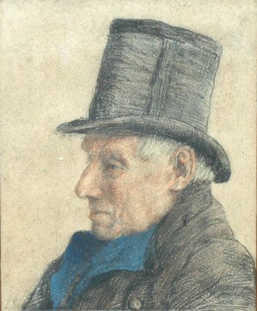 Louise Fritzlin | Portrait of an old man, black and coloured chalk on paper, 17.0 x 13.2 cm, signed l.l. with initials