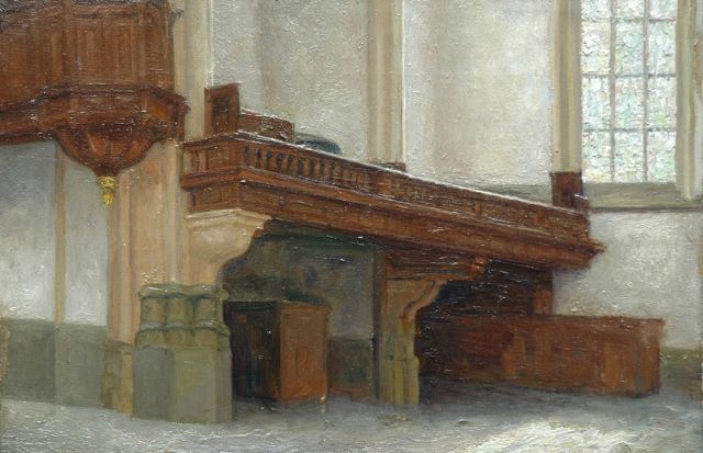 Louise Fritzlin | A church interior, oil on canvas, 21.8 x 32.7 cm, signed l.r.