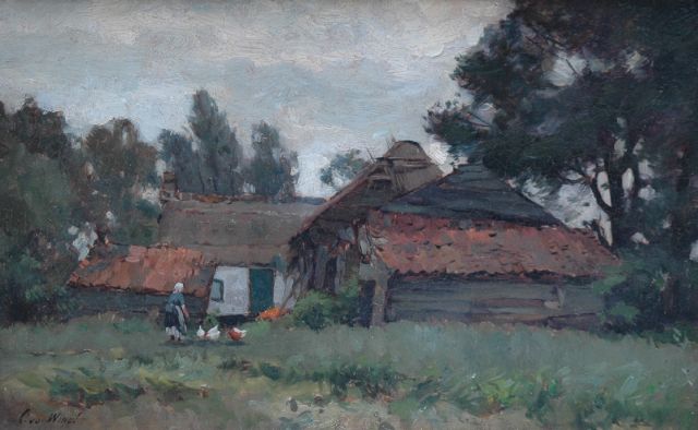 Chris van der Windt | A summer landscape near Nootdorp, oil on paper laid down on painter's board, 28.0 x 43.8 cm, signed l.l.