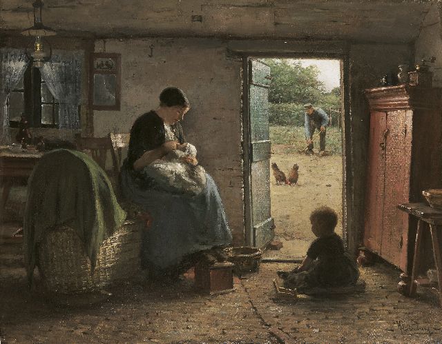 Valkenburg H.  | A family idyl, oil on canvas 78.5 x 100.6 cm, signed l.r.