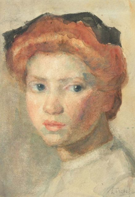 Fritzlin M.C.L.  | A portrait of Sientje, black chalk and watercolour on paper 19.8 x 13.8 cm, signed l.r.