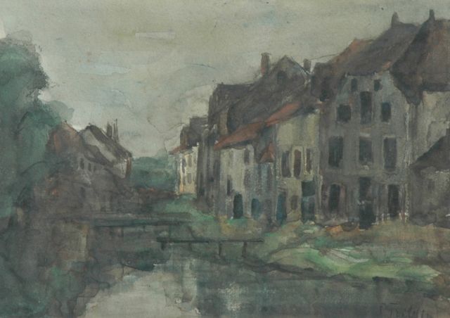 Louise Fritzlin | A view of a village in Belgium, watercolour on paper, 17.8 x 25.0 cm, signed l.r.