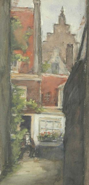 Fritzlin M.C.L.  | A court-yard, watercolour on paper 29.6 x 14.9 cm