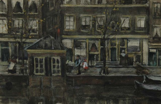 Fritzlin M.C.L.  | Houses along a canal, watercolour on paper 19.1 x 28.8 cm