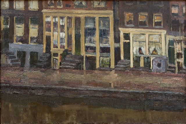 Fritzlin M.C.L.  | Old houses along the Applemarket, Amsterdam, oil on canvas 40.6 x 60.5 cm, painted circa 1890-1895