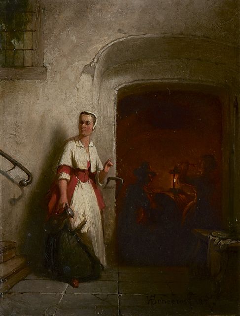 Hendricus Johannes Scheeres | In the wine cellar, oil on panel, 19.0 x 14.7 cm, signed l.r. and dated 1857