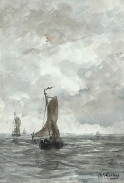 Hendrik Willem Mesdag | Bringing in the catch, watercolour on paper, 41.0 x 27.1 cm, signed l.r.