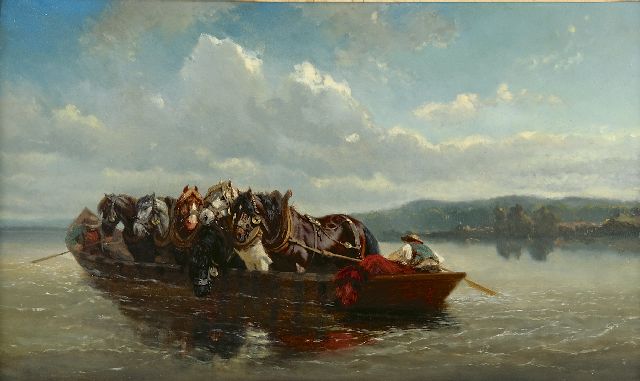 Verschuur jr. W.  | The horse ferry, oil on panel 31.4 x 53.1 cm