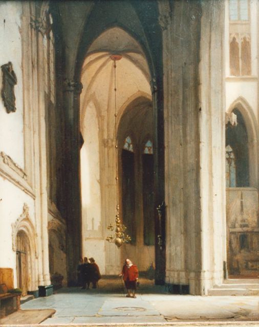 Jan Jakob Schenkel | A church interior, oil on panel, 30.4 x 24.5 cm, signed l.r.