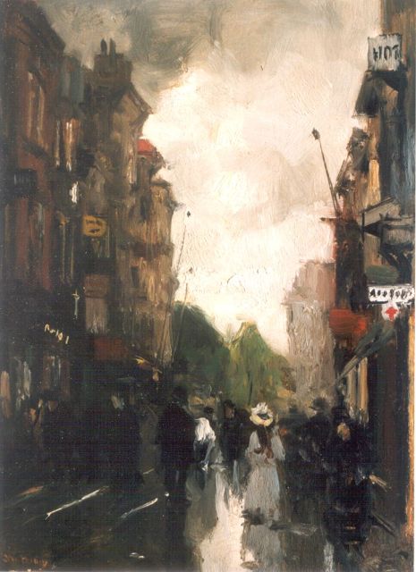 Floris Arntzenius | A view of 'De Korte Poten', The Hague, oil on panel, 29.0 x 20.7 cm, signed l.l.