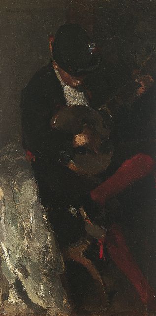 Willem de Zwart | The young musician in Spanish costume, oil on panel, 42.0 x 21.7 cm, signed u.l. and painted 1889