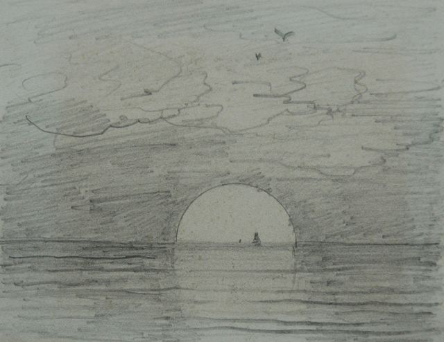 Hendrik Willem Mesdag | Sunrise: 'Guten Morgen', pencil on paper, 8.7 x 11.2 cm, painted 's January 1893' on reverse