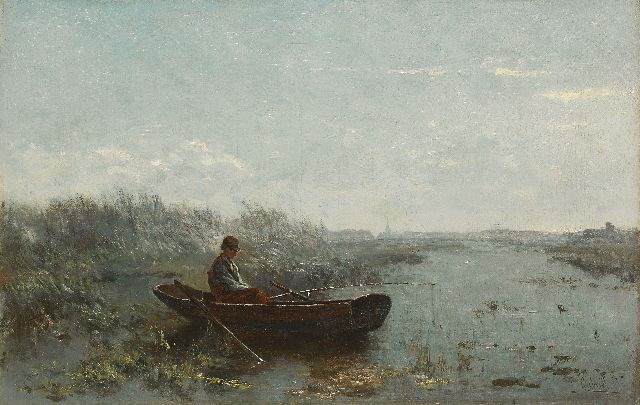 Constan Gabriel | Fisherman in the early morning, oil on canvas, 30.2 x 47.0 cm, signed l.r.