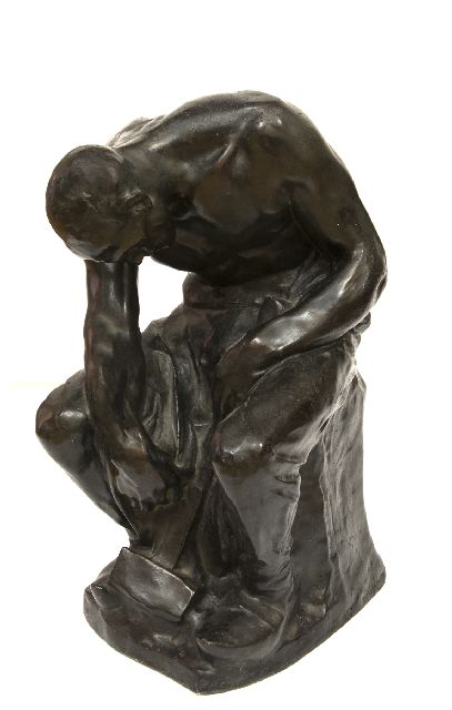 Jules Pierre van Biesbroeck | Resting miners, plaster with a patina, 53.0 x 25.5 cm