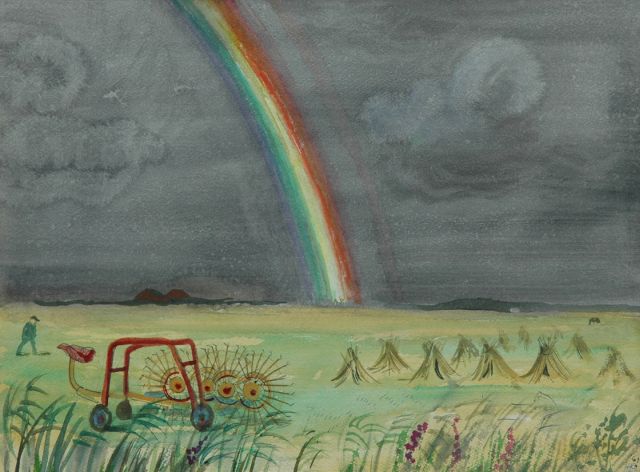 Harm Kamerlingh Onnes | A rainbow on Terschelling, watercolour on paper, 27.8 x 37.6 cm, signed l.r. with monogram and dated '61