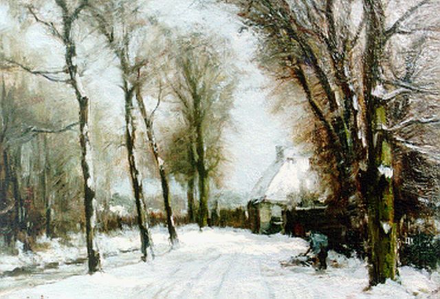 Louis Apol | A country lane in winter (Bezuidenhoutseweg Den Haag), oil on canvas, 27.0 x 39.0 cm, signed l.l.