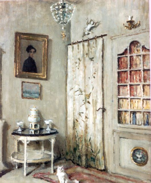 Dam van Isselt L. van | Interior, oil on panel 57.6 x 47.0 cm, signed l.r.