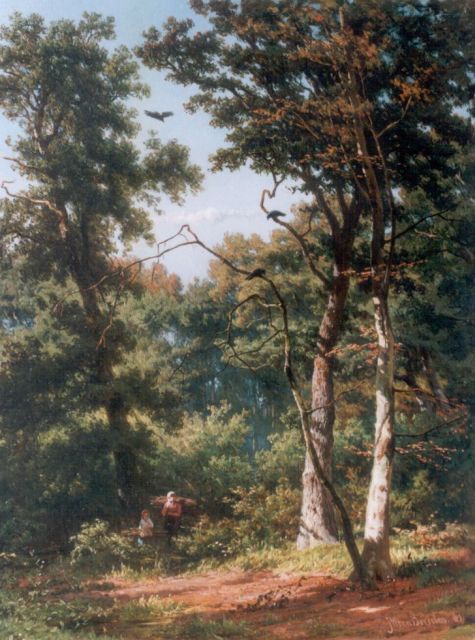 Borselen J.W. van | Gathering wood, oil on panel 38.7 x 29.9 cm, signed l.r. and dated '66