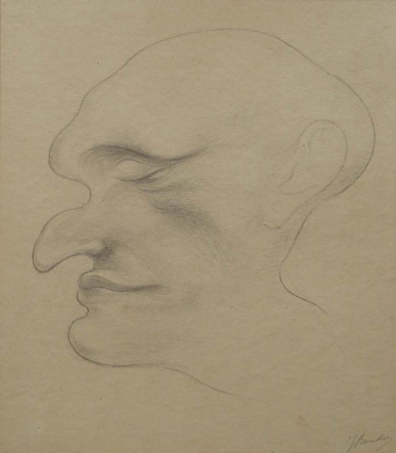 Bendien J.  | A disdainful look, pencil on paper laid down on cardboard 38.5 x 32.8 cm, signed l.r.