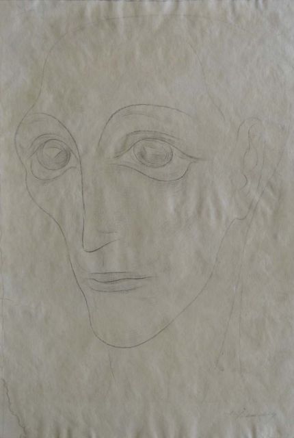 Jacob Bendien | Man's head, pencil on paper, 41.0 x 27.9 cm, signed l.r.