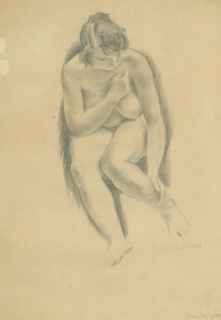 Sychra V.  | Female nude, drawing on paper 29.2 x 21.3 cm, signed l.r. with initials and dated 1925