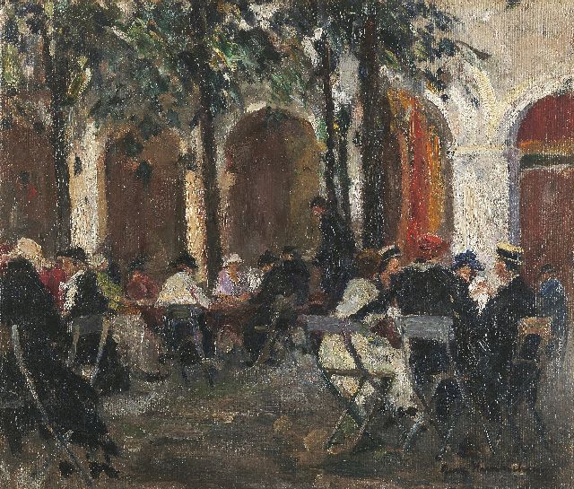 Georg Hambüchen | Courtyard in Munich, oil on canvas, 41.2 x 48.2 cm, signed l.r.