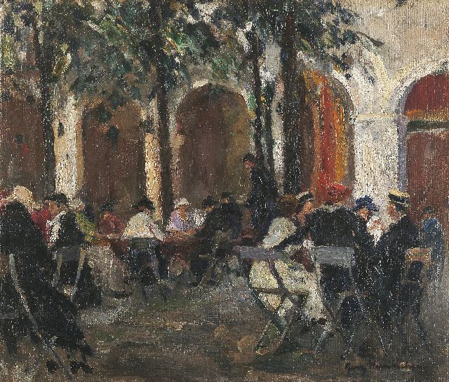 Hambüchen G.  | Courtyard in Munich, oil on canvas 41.2 x 48.2 cm, signed l.r.