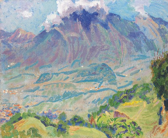 Jan Altink | Mountain landscape in the Haut Savoie, oil on burlap, 50.3 x 60.4 cm