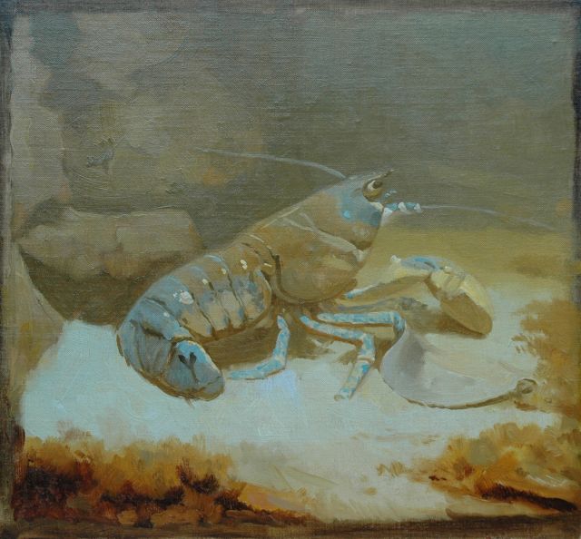 Dijsselhof G.W.  | Lobster, oil on canvas laid down on panel 25.0 x 27.4 cm