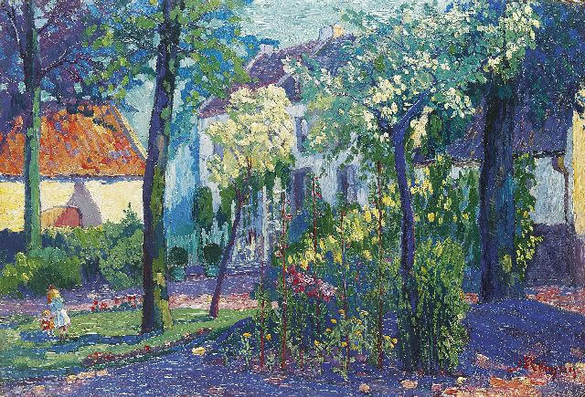 Jan Kruysen | A sunlit garden, oil on board, 50.8 x 75.3 cm, signed l.r.