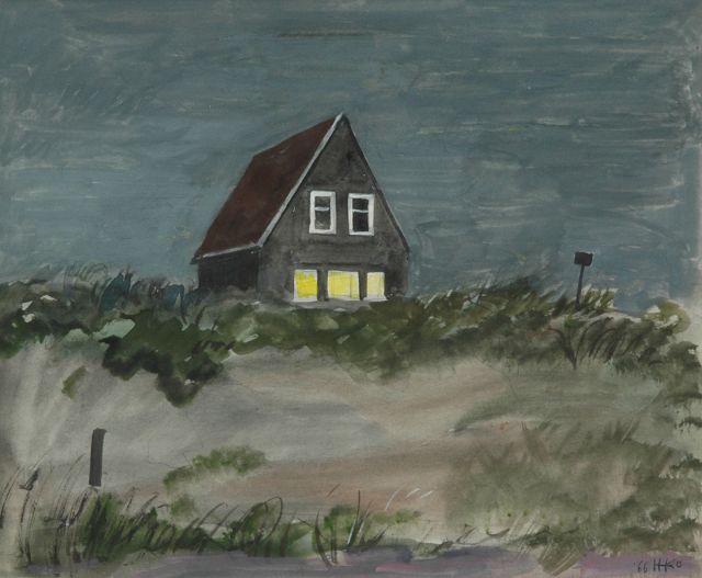 Kamerlingh Onnes H.H.  | House in the dunes, Terschelling, pencil and watercolour on paper 23.5 x 28.4 cm, signed l.r. with monogram and dated '66