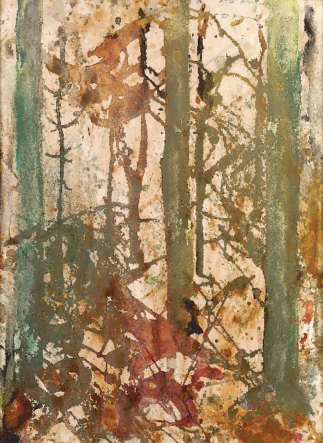 Jan Jordens | Fir wood, watercolour on paper, 64.2 x 47.6 cm, signed u.r. (double) and dated '58
