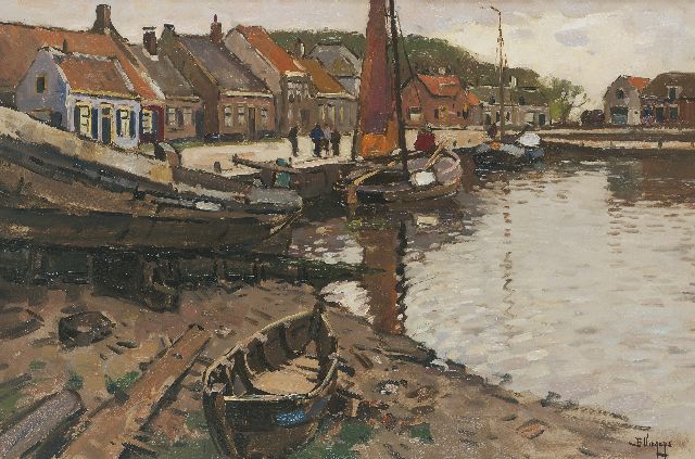 Viegers B.P.  | Fishing boats in the harbour of Elburg, oil on canvas 60.2 x 90.5 cm, signed l.r.