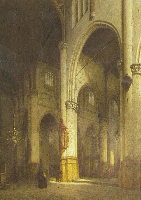 Schenkel J.J.  | The Groote kerk, Rotterdam, oil on panel 62.5 x 48.0 cm, signed l.l.