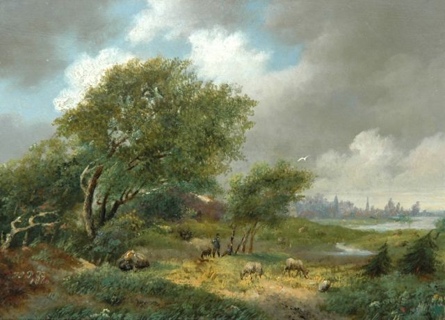 Hendrik Pieter Koekkoek | Upcoming storm, oil on panel, 14.7 x 20.6 cm, signed l.l. with initials and dated 1860