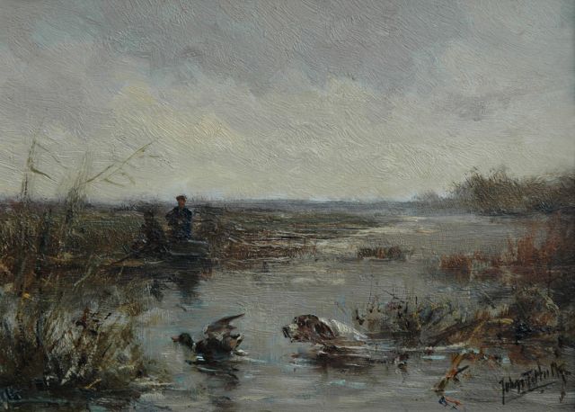 Johannes Frederik 'John' Hulk jr. | The duck hunt, oil on panel, 15.8 x 21.5 cm, signed l.r.
