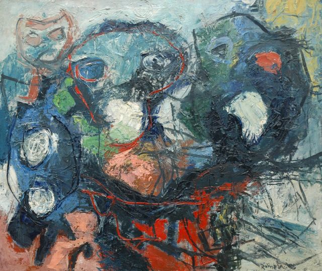 Romera J.  | Untitled, oil on canvas 110.5 x 130.0 cm, signed l.r. and dated '62/Amsterdam verso