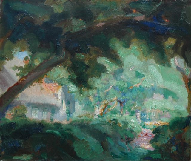 Baak N.  | House in the woods, oil on canvas 41.4 x 48.4 cm