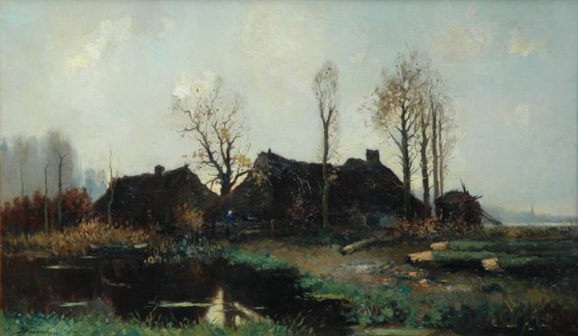 Johhan Hendrik Kaemmerer | Farm in a poulder landscape, oil on canvas, 60.5 x 101.0 cm, signed l.l.
