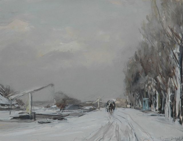 Louis Apol | Snowy landscape, gouache on paper, 16.8 x 21.5 cm, signed l.r.