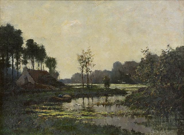 Frits Mondriaan | Farmhouse along a stream, oil on canvas laid down on board, 47.6 x 63.5 cm, signed l.r.