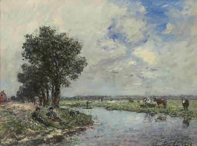 Johan Barthold Jongkind | Near the river, probably de Dinkel near Lattrop, oil on canvas, 24.6 x 32.5 cm, signed l.r. and dated 1868