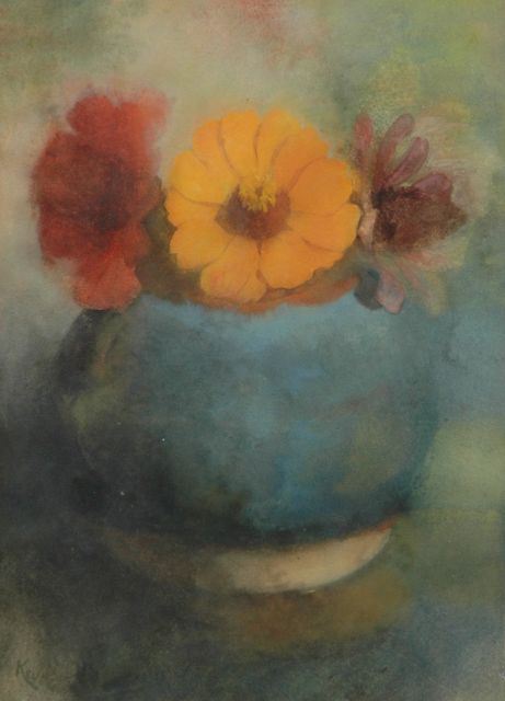 Hein Kever | Zinnia, watercolour on paper, 26.6 x 19.4 cm, signed l.l.